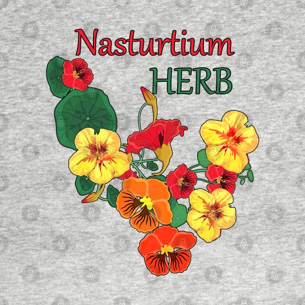 Nasturtium Herbs-Herb plant Nasturtium-Spring-Summer- Nasturtium  flowers by KrasiStaleva